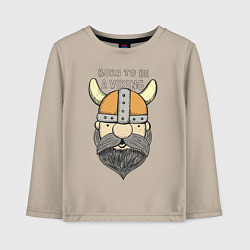 Лонгслив хлопковый детский Born to be a Viking, цвет: миндальный