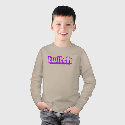 Детский лонгслив Twitch Logo / Миндальный – фото 3