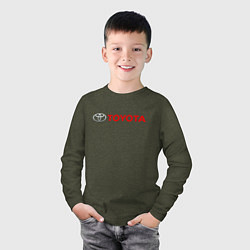 Лонгслив хлопковый детский TOYOTA, цвет: меланж-хаки — фото 2