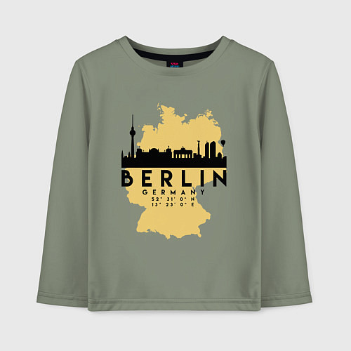 Детский лонгслив Берлин - Германия / Авокадо – фото 1