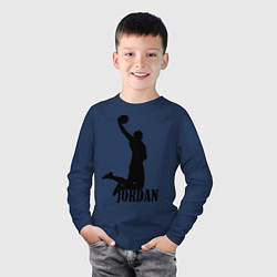 Лонгслив хлопковый детский Jordan Basketball, цвет: тёмно-синий — фото 2