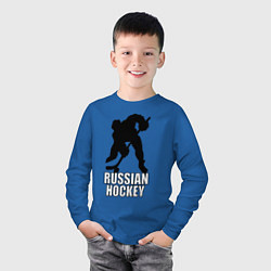 Лонгслив хлопковый детский Russian Black Hockey, цвет: синий — фото 2