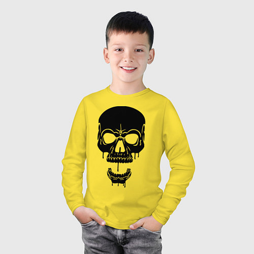 Детский лонгслив Злобный череп / Желтый – фото 3