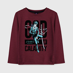 Лонгслив хлопковый детский God of Calamity, цвет: меланж-бордовый