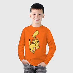 Лонгслив хлопковый детский Радостный Пикачуха, цвет: оранжевый — фото 2