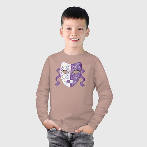 Детский лонгслив Театральная маска / Пыльно-розовый – фото 3