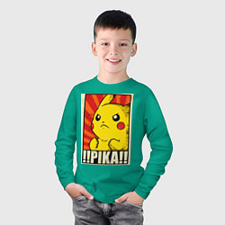 Лонгслив хлопковый детский Pikachu: Pika Pika, цвет: зеленый — фото 2