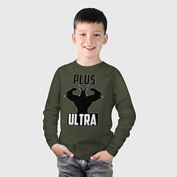 Лонгслив хлопковый детский PLUS ULTRA черный, цвет: меланж-хаки — фото 2