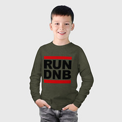 Лонгслив хлопковый детский RUN DNB, цвет: меланж-хаки — фото 2