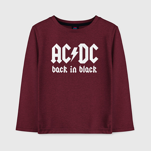 Детский лонгслив ACDC BACK IN BLACK / Меланж-бордовый – фото 1
