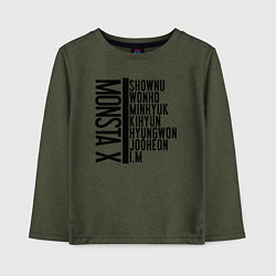 Лонгслив хлопковый детский MONSTA X, цвет: меланж-хаки