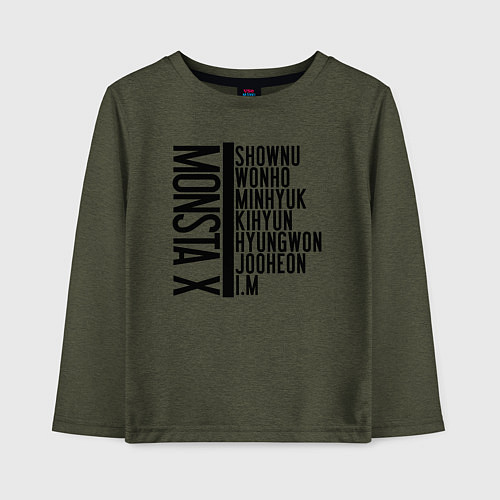 Детский лонгслив MONSTA X / Меланж-хаки – фото 1
