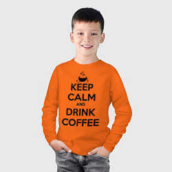 Лонгслив хлопковый детский Keep Calm & Drink Coffee, цвет: оранжевый — фото 2