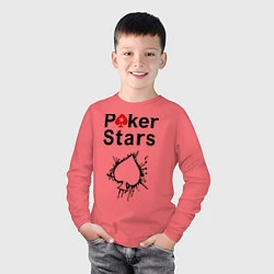 Лонгслив хлопковый детский Poker Stars, цвет: коралловый — фото 2