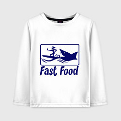 Лонгслив хлопковый детский Shark fast food, цвет: белый