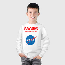 Лонгслив хлопковый детский Nasa Mars mission, цвет: белый — фото 2