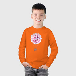 Лонгслив хлопковый детский Воздушные Цветы, цвет: оранжевый — фото 2