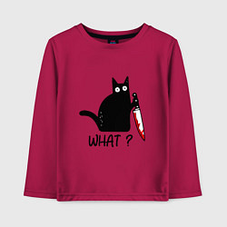 Лонгслив хлопковый детский What cat, цвет: маджента