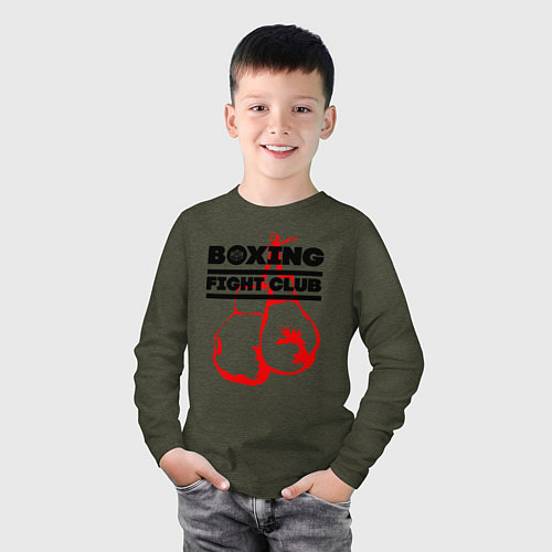 Детский лонгслив Boxing Fight club in Russia / Меланж-хаки – фото 3