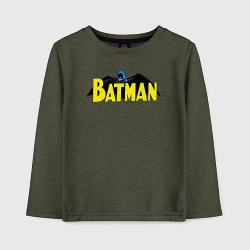 Детский лонгслив Batman logo / Меланж-хаки – фото 1