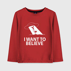 Лонгслив хлопковый детский I WANT TO BELIEVE, цвет: красный