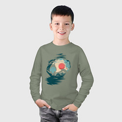 Лонгслив хлопковый детский Тоторо в лесу, цвет: авокадо — фото 2