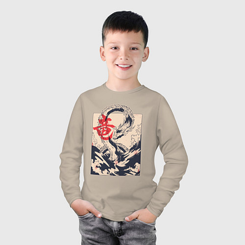 Детский лонгслив Дракон / Миндальный – фото 3