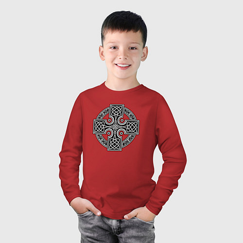 Детский лонгслив Кельтский крест / Красный – фото 3