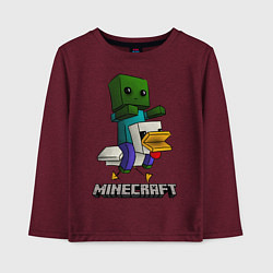 Лонгслив хлопковый детский MINECRAFT, цвет: меланж-бордовый
