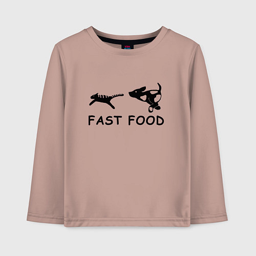 Детский лонгслив Fast food черный / Пыльно-розовый – фото 1