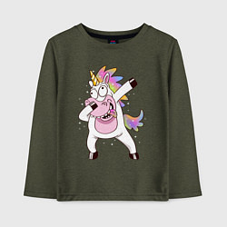 Лонгслив хлопковый детский Dabbing Unicorn, цвет: меланж-хаки