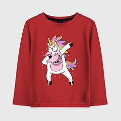 Лонгслив хлопковый детский Dabbing Unicorn, цвет: красный