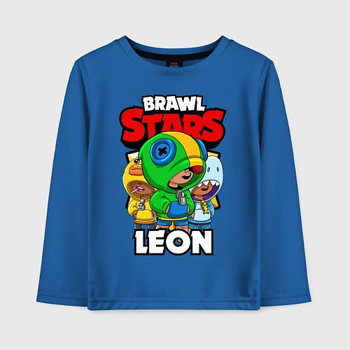 Детский лонгслив BRAWL STARS LEON / Синий – фото 1