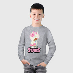 Лонгслив хлопковый детский Leon Unicorn Brawl Stars, цвет: меланж — фото 2