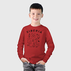 Лонгслив хлопковый детский Siberia, цвет: красный — фото 2