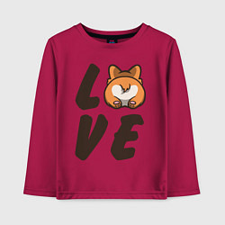 Лонгслив хлопковый детский Love Corgi, цвет: маджента