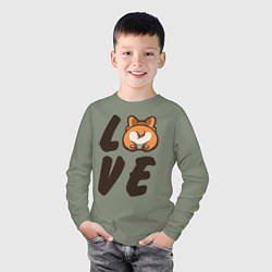 Лонгслив хлопковый детский Love Corgi, цвет: авокадо — фото 2