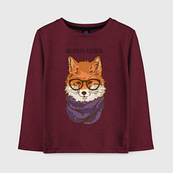 Лонгслив хлопковый детский Ум красит человека, цвет: меланж-бордовый