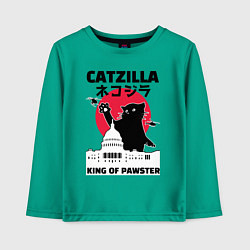 Лонгслив хлопковый детский Catzilla King of Pawster, цвет: зеленый