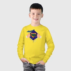 Лонгслив хлопковый детский Coder, цвет: желтый — фото 2
