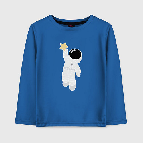 Детский лонгслив Космонавт и звезда / Синий – фото 1