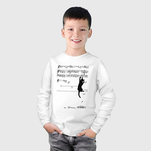 Детский лонгслив Music cat / Белый – фото 3