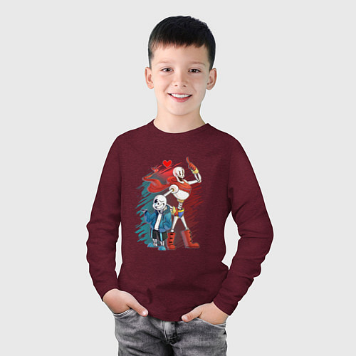 Детский лонгслив UNDERTALE / Меланж-бордовый – фото 3