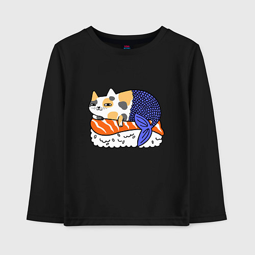 Детский лонгслив Sushi Cat / Черный – фото 1