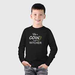Лонгслив хлопковый детский Toss a coin to your Witcher, цвет: черный — фото 2