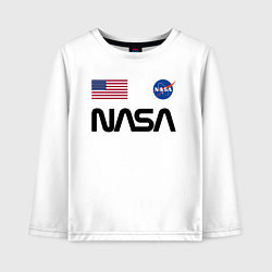 Лонгслив хлопковый детский NASA НАСА, цвет: белый