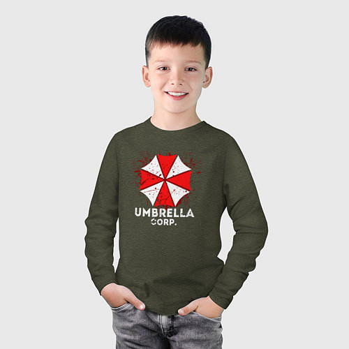 Детский лонгслив UMBRELLA CORP / Меланж-хаки – фото 3