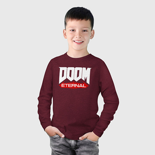 Детский лонгслив DOOM / Меланж-бордовый – фото 3