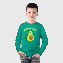 Лонгслив хлопковый детский AVOCATO, цвет: зеленый — фото 2