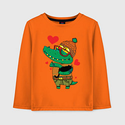 Лонгслив хлопковый детский Модный крокодил, цвет: оранжевый